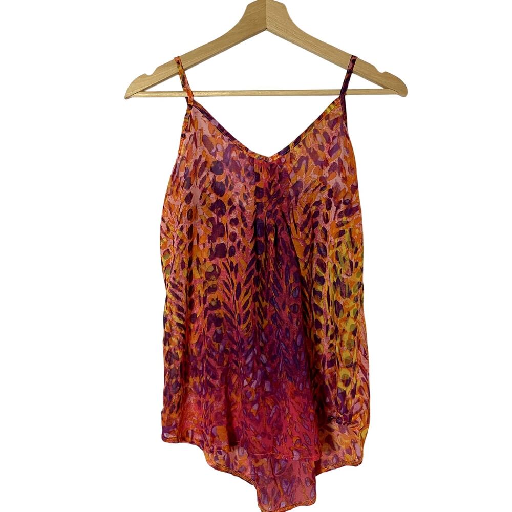 Maurices orange pink purple vintage cheetah print tank top cinched waist women M